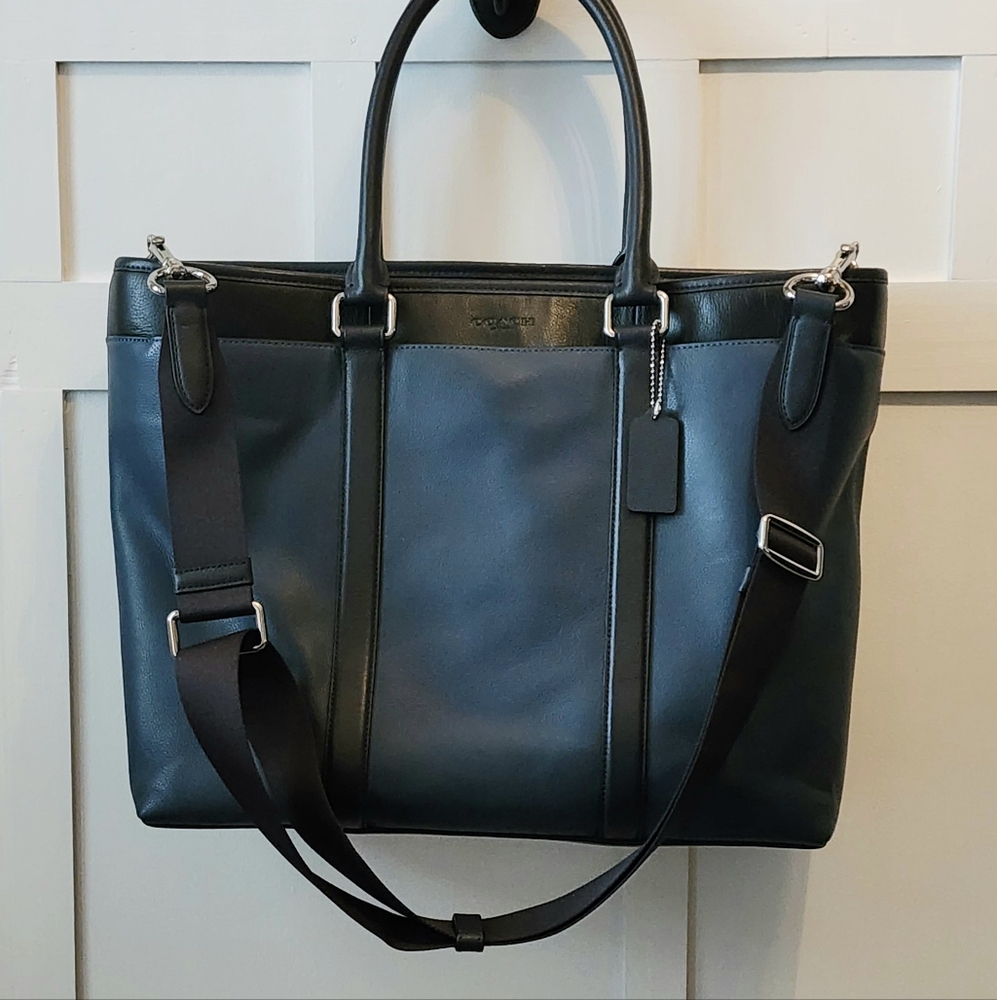 Coach Blue With Black Accents Leather Briefcase